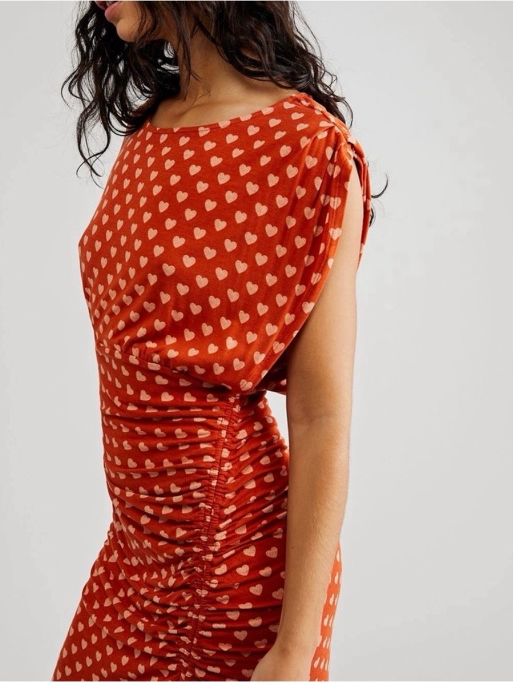 Free People Orange Heart-Print High-Low Maxi Dress - Picture 3 of 6